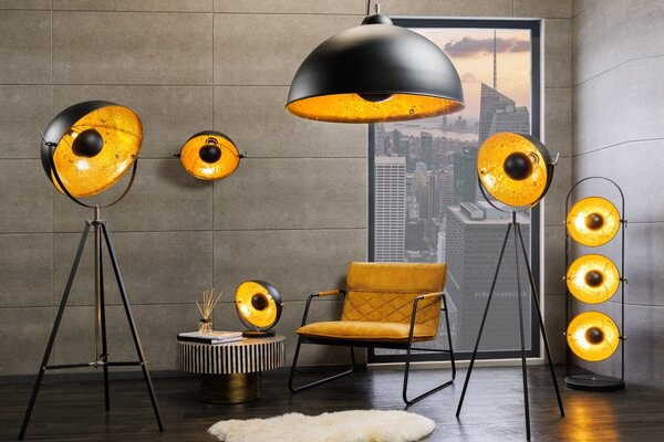 Estila Moderné elegantné závesné svietidlo Studio čierno-zlaté