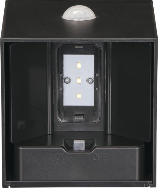 Retlux-LED Solárne nástenné svietidlo so senzorom LED/1W/3,7V 1200 mAh IP44 čierna