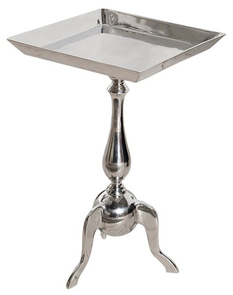 Estila Dizajnový glamour štvorcový príručný stolík Jardin s elegantnou tvarovanou nohou v lesklom chrómovom prevedení 55 cm