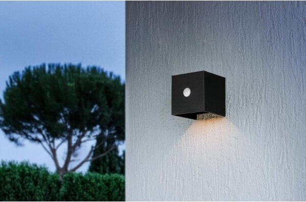 Retlux-LED Solárne nástenné svietidlo so senzorom LED/1W/3,7V 1200 mAh IP44 čierna