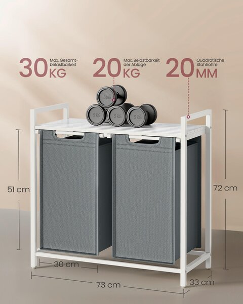KÔŠ NA BIELIZEŇ, sivá, biela MID.YOU - Žehlenie & pranie, Online Only