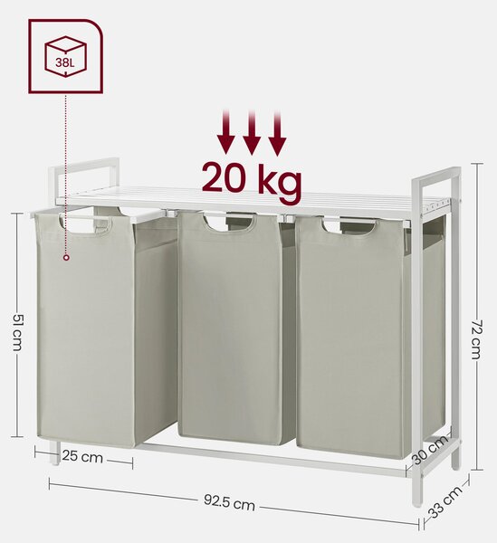 KÔŠ NA BIELIZEŇ, biela, svetlosivá MID.YOU - Žehlenie & pranie, Online Only