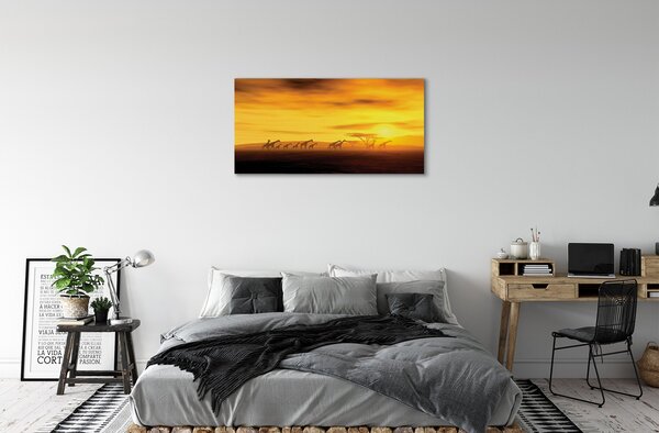Obraz canvas Strom mraky neba žirafa 100x50 cm
