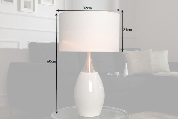 Estila Moderná štýlová stolná lampa Carla 60cm biela