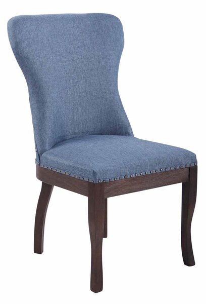 Jedálenská stolička Windsor ~ látka, drevené nohy antik tmavé - Modrá