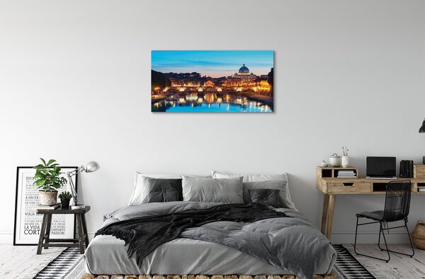 Obraz na plátne Rím západu slnka riečne mosty 100x50 cm