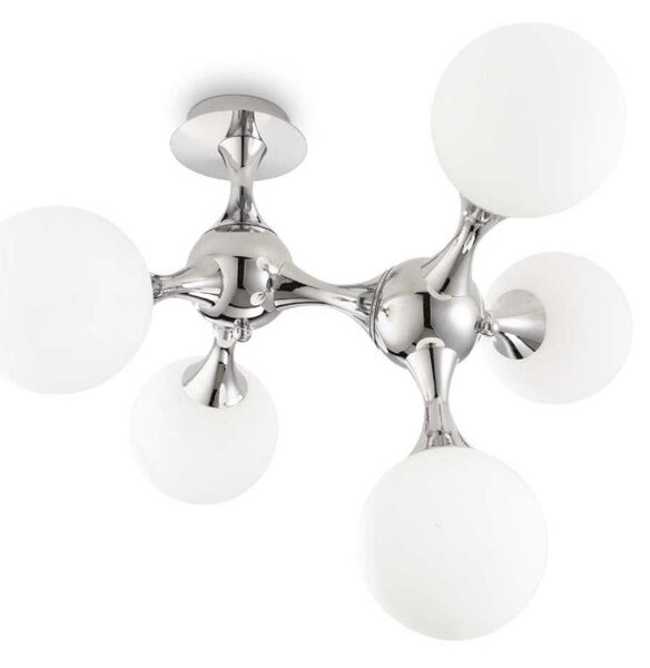 Ideal Lux - Prisadený luster NODI 5xE14/28W/230V 50x55 cm lesklý chróm/biela