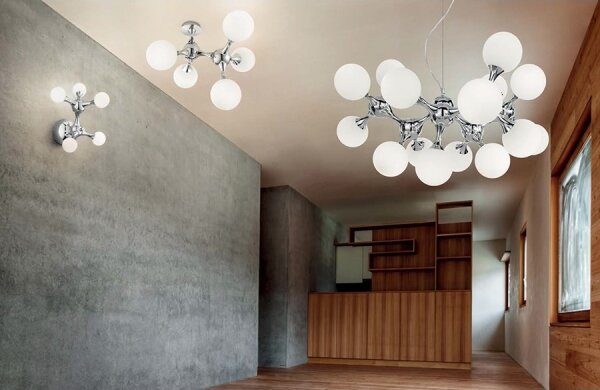 Ideal Lux - Prisadený luster NODI 5xE14/28W/230V 50x55 cm lesklý chróm/biela