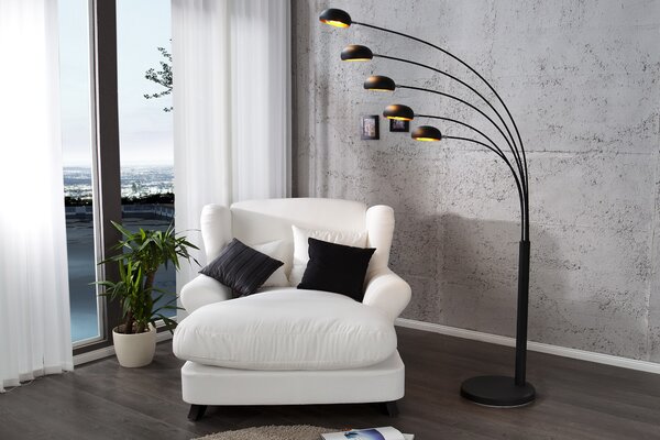 Estila Dizajnová jedinečná stojaca lampa Five Lights čierno-zlatá