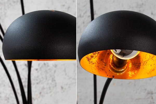 Estila Dizajnová jedinečná stojaca lampa Five Lights čierno-zlatá