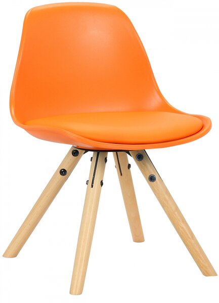 Detská stolička Nakoni ~ plast, drevené nohy natura - Oranžová