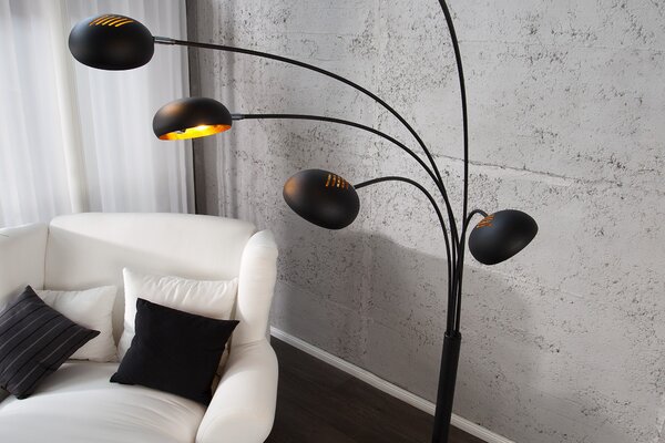 Estila Dizajnová jedinečná stojaca lampa Five Lights čierno-zlatá