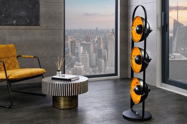 Estila Moderná dizajnová stojaca lampa Studio čierno-zlatá 130cm