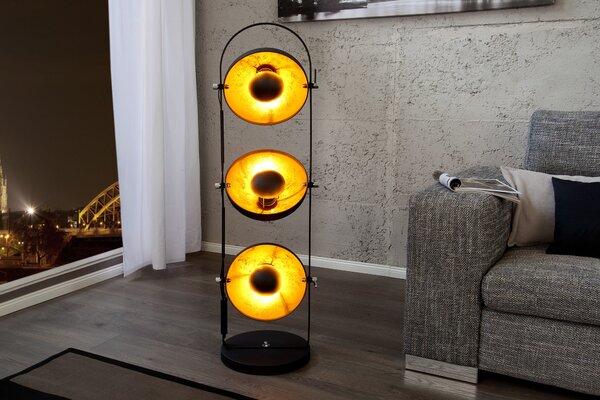 Estila Moderná dizajnová stojaca lampa Studio čierno-zlatá 130cm