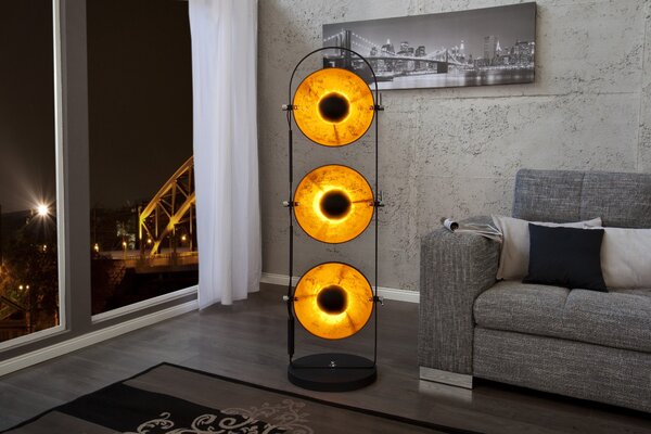 Estila Moderná dizajnová stojaca lampa Studio čierno-zlatá 130cm