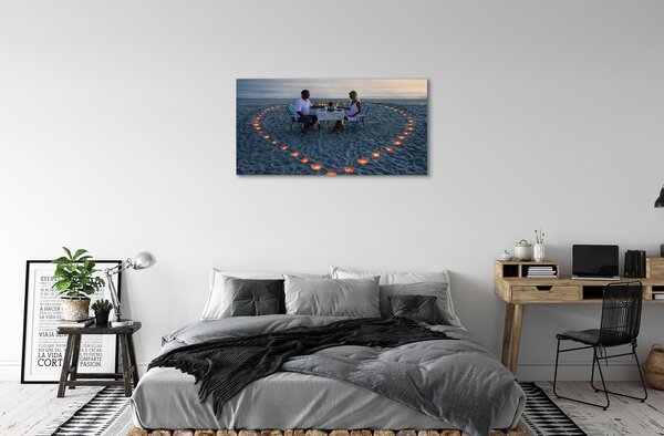 Obraz canvas Srdce s pár sviečok mora 100x50 cm