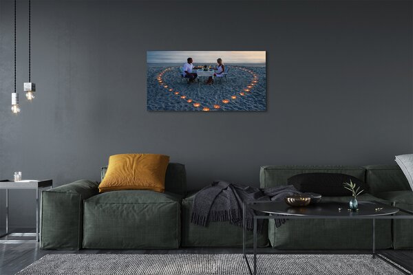 Obraz canvas Srdce s pár sviečok mora 100x50 cm