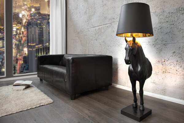 Estila Extravagantná štýlová stojaca lampa Black Beauty čierna 130cm