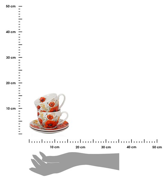 Porcelánová šálka s podšálkou Poppies 270 ml sada 2ks