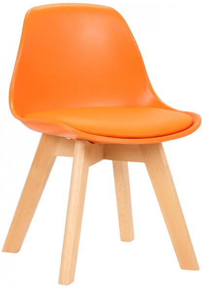 Detská stolička Lindi ~ plast, drevené nohy natura - Oranžová