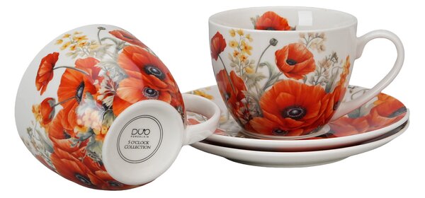 Porcelánová šálka s podšálkou Poppies 270 ml sada 2ks