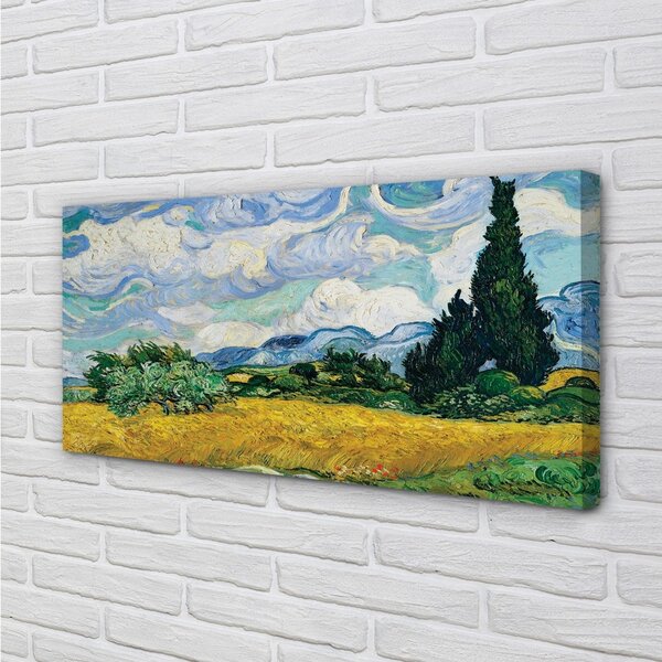 Obraz canvas Pšeničné pole s cyprusmi - Vincent van Gogh 100x50 cm