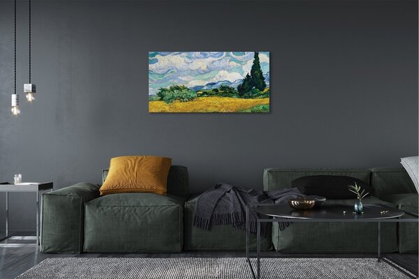 Obraz canvas Pšeničné pole s cyprusmi - Vincent van Gogh 100x50 cm