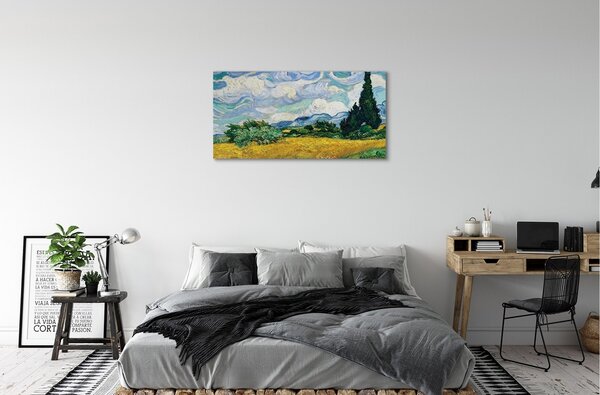 Obraz canvas Pšeničné pole s cyprusmi - Vincent van Gogh 100x50 cm