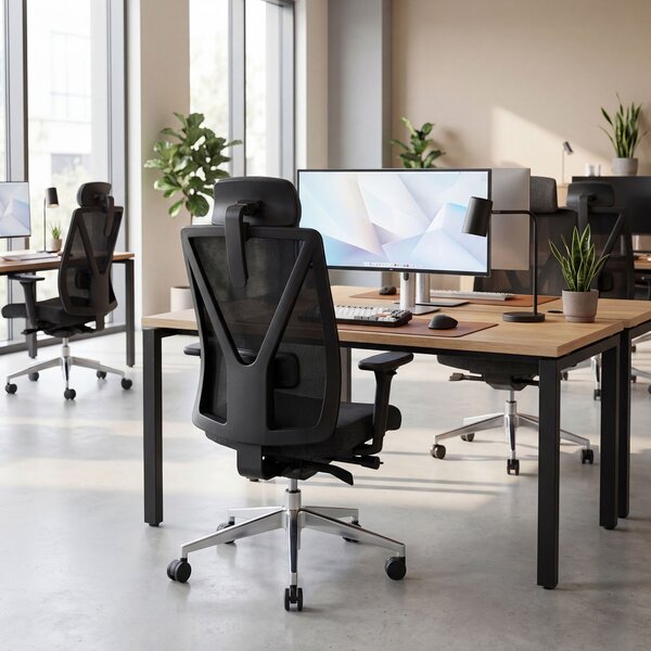 Ergonomická kancelárska stolička čierna so sieťovinou VECTOR