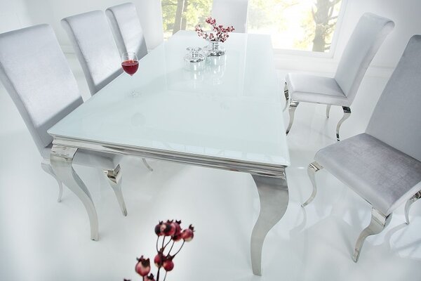 Estila Luxusný jedálenský stôl Modern Barock 200cm strieborná/biela