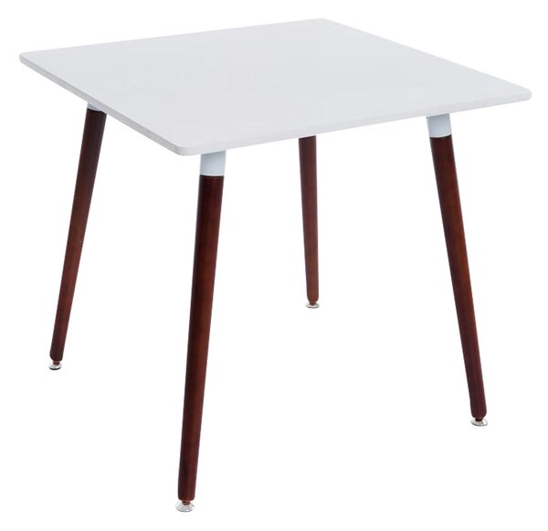 Jedálenský stôl Bent, nohy tmavo hnedé ~ v75 x 80 x 80 cm - Biela
