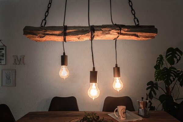 Estila Industriálna závesná lampa Barracuda z masívneho dreva a kovu 73cm