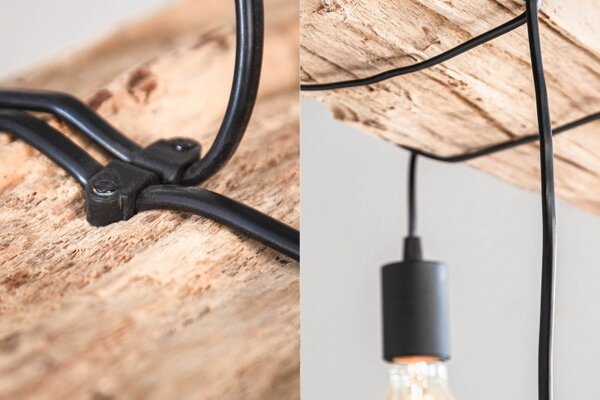 Estila Industriálna závesná lampa Barracuda z masívneho dreva a kovu 73cm