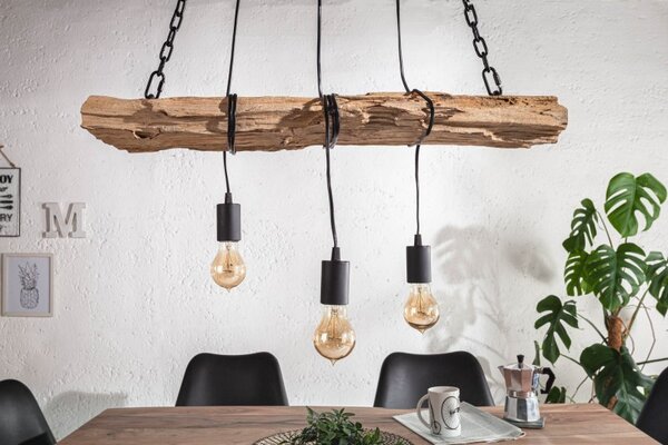 Estila Industriálna závesná lampa Barracuda z masívneho dreva a kovu 73cm
