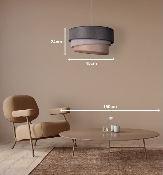 Duolla - Luster na lanku TRIO 1xE27/40W/230V pr. 45 cm antracit/šedá/hnedá
