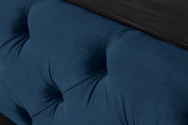 Estila Chesterfield manželská posteľ Kreon v modrom zamatovom poťahu na matrac 180x200cm