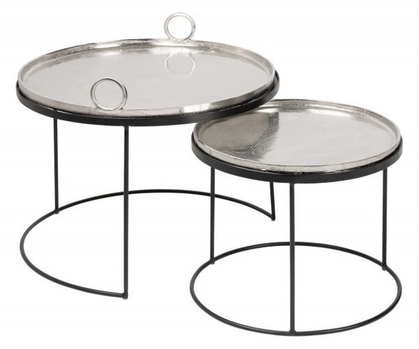 Moderný set dvoch okrúhlych príručných stolíkov Elements z kovu 62cm