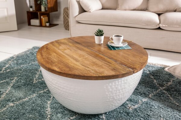 Estila Moderný kruhový konferenčný stolík Sevii s úložným priestorom 60cm