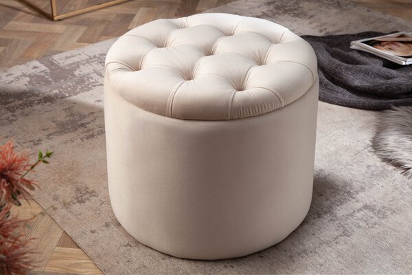Estila Zámocká luxusná béžová taburetka Modern Barock s úložným priestorom 50cm
