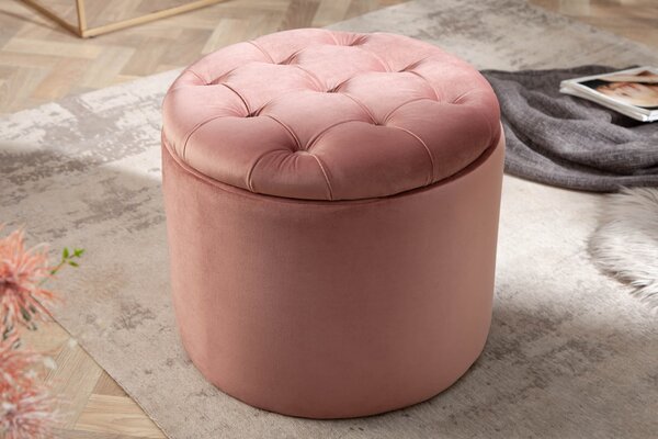 Estila Zámocká dizajnová staroružová taburetka Modern Barock s úložným priestorom 50cm