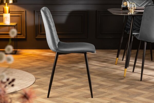 Estila Retro moderná jedálenská stolička Forisma so sivým zamatovým poťahom 87cm