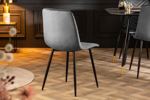 Estila Retro moderná jedálenská stolička Forisma so sivým zamatovým poťahom 87cm