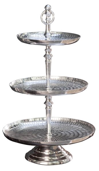 Estila Moderný strieborný poschodový podnos Medalla v kruhovom tvare 50cm