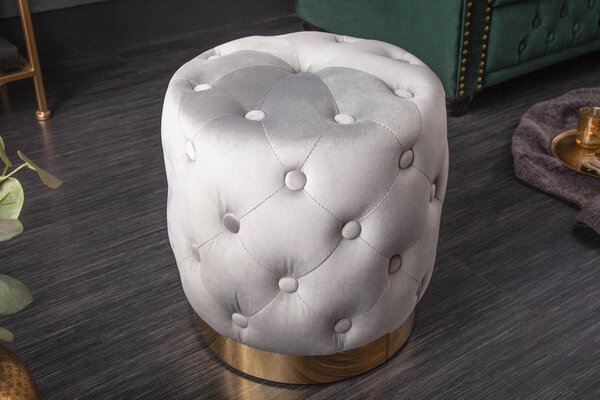 Estila Baroková luxusná sivá taburetka Modern Barock so zamatovým poťahom 38cm