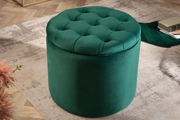 Estila Zámocká dizajnová smaragdová taburetka Modern Barock s úložným priestorom 50cm