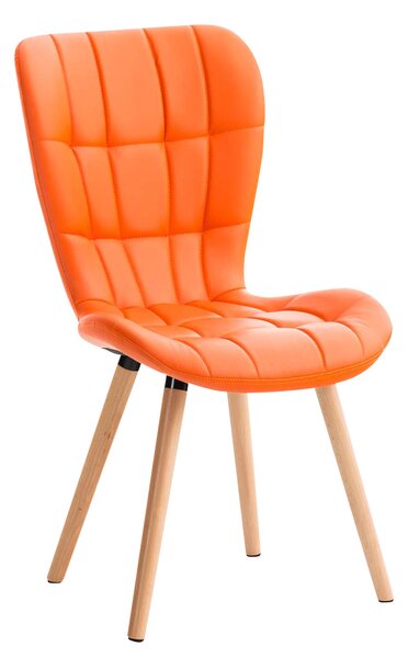 Stolička Elda ~ koženka, drevené nohy natura - Oranžová