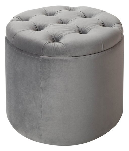 Estila Okrúhla strieborná taburetka Modern Barock s úložným priestorom 50cm