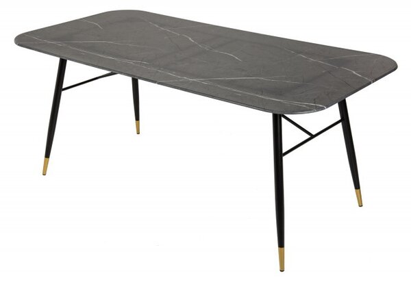 Estila Retro nadčasový jedálenský stôl Forisma s čiernou povrchovou doskou s mramorovým vzhľadom 180 cm