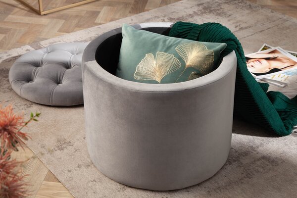 Estila Okrúhla strieborná taburetka Modern Barock s úložným priestorom 50cm