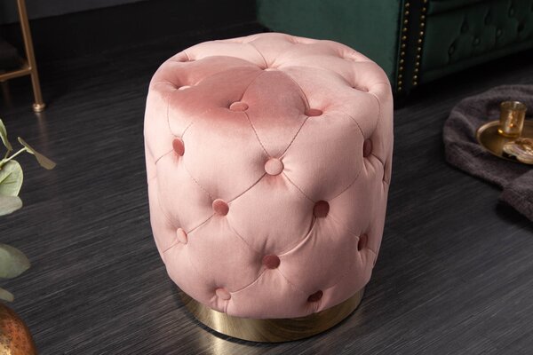 Estila Baroková nadčasová staroružová taburetka Modern Barock so zamatovým poťahom 38cm